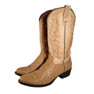 Botas Jaca tan ostrich leather cowboy boots Size 28EE Mex 9W US